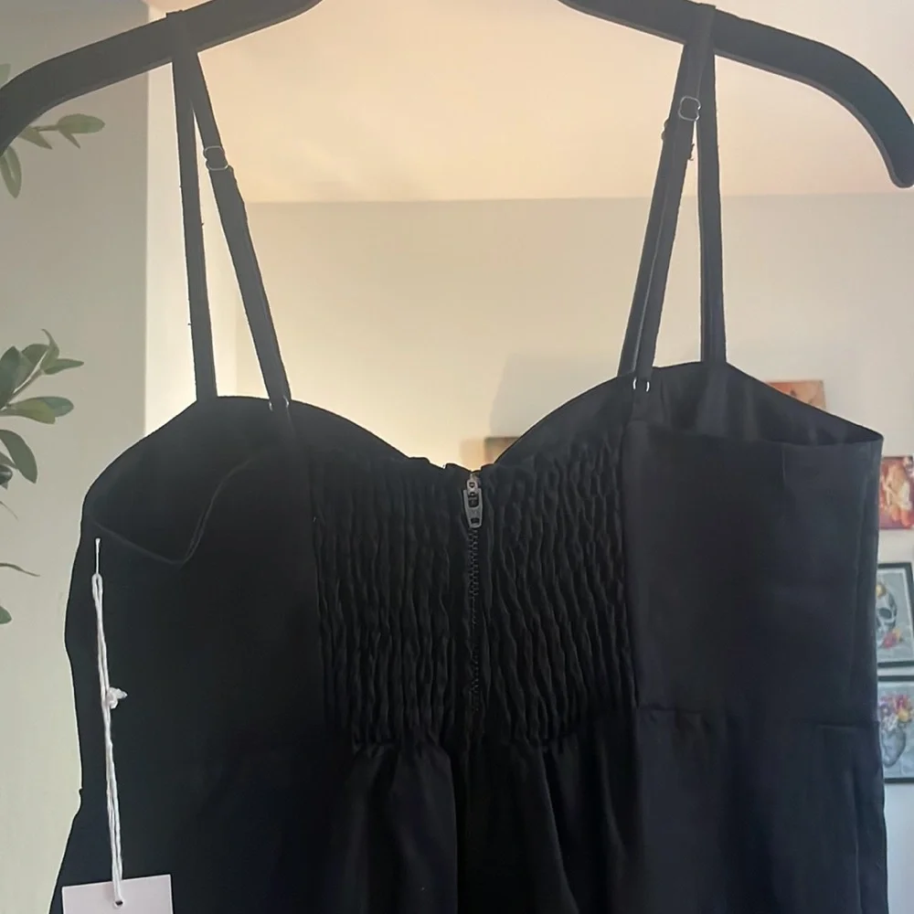 Reformation Odette Black Linen Midi Dress 2 NWT - Picture 11 of 11